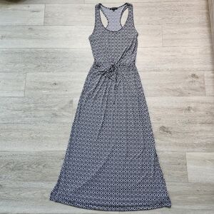 Banana Republic Black White Tank Halter Maxi Dress Womens Xs Sleeveless Stretch